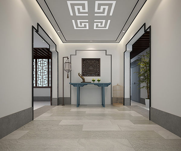 會所走廊里面的玄關(guān)設(shè)計(jì)及擺設(shè)