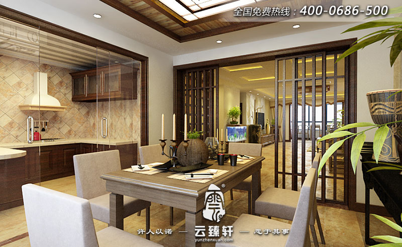 半開(kāi)式的廚房與餐廳裝修效果圖