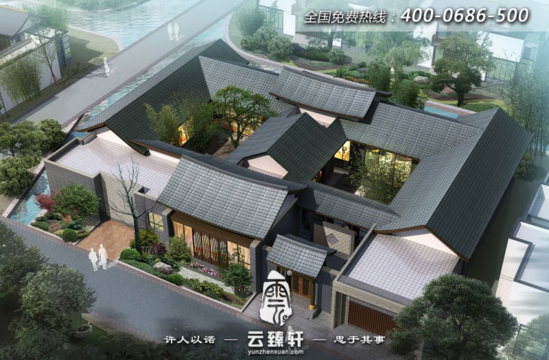 一進(jìn)院落南方四合院中式設(shè)計效果圖