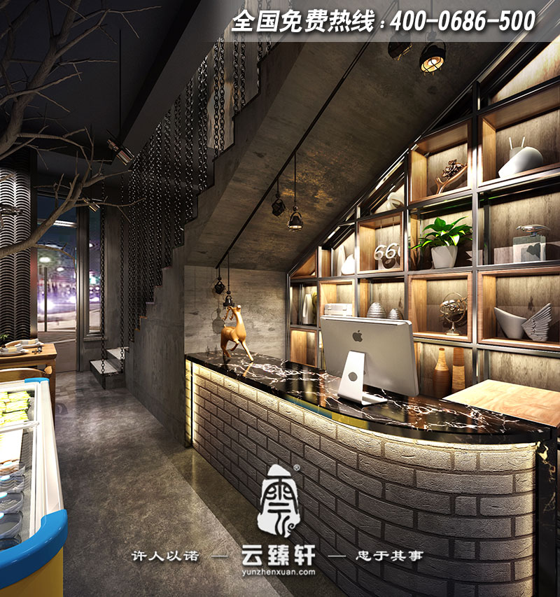 簡約中式餐廳吧臺設(shè)計(jì)效果圖